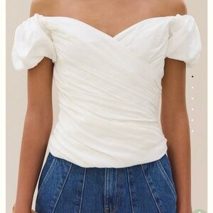 Cult Gaia Off-Shoulder White Blouse